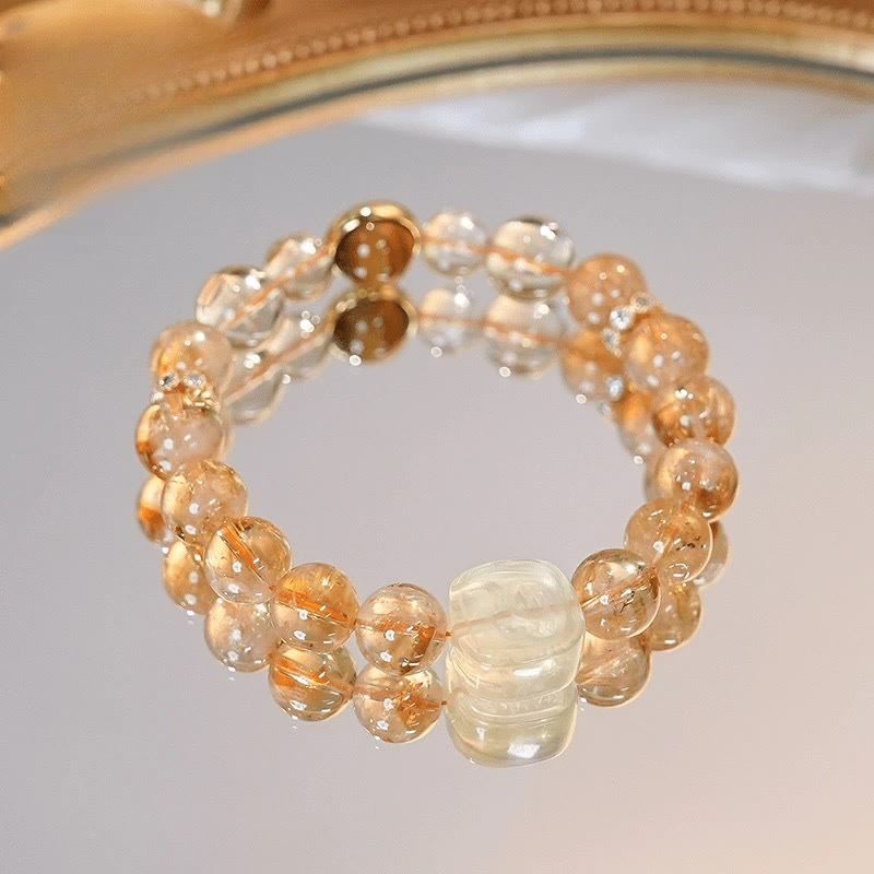 8-10mm Topaz Citrine Tiger Eye Zakiram Goddess Wealth Bracelet