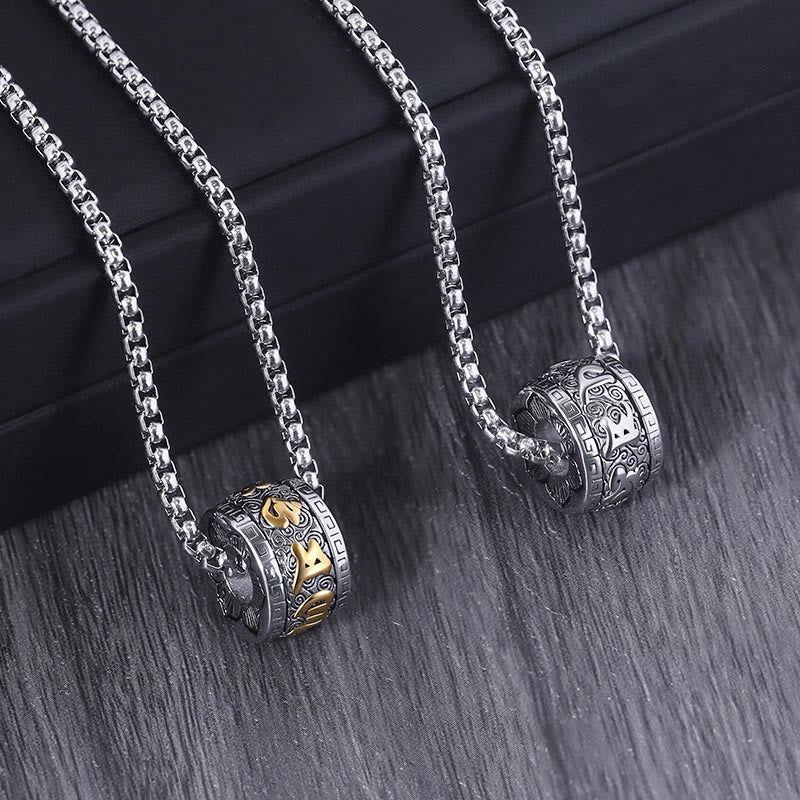 Titanium Steel Om Mani Padme Hum Necklace for Peace & Meditation