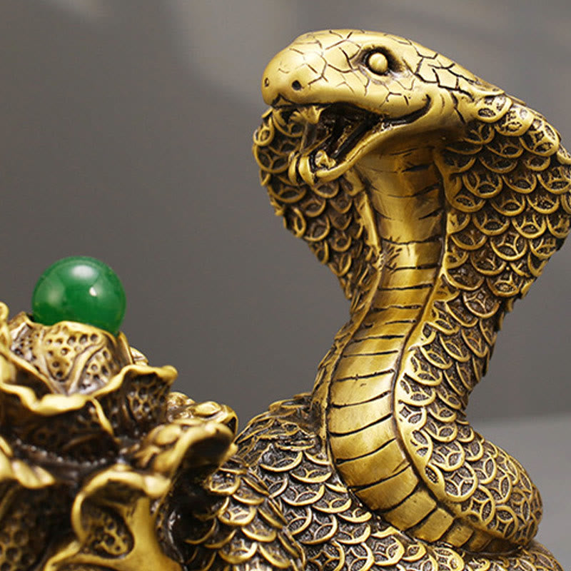 Brass Snake Figurine 19cm Animal Totem for Spiritual Blessings