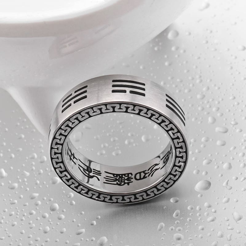7mm Yin Yang Bagua Titanium Steel Harmony Ring