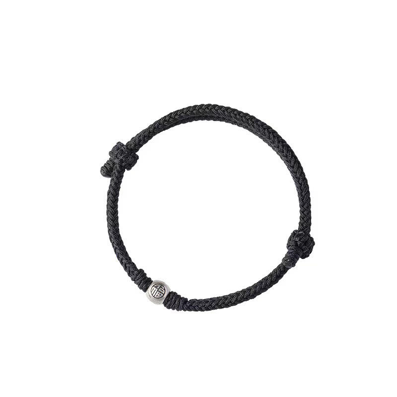 Adjustable Red String Fu Bead Bracelet | 925 Sterling Silver