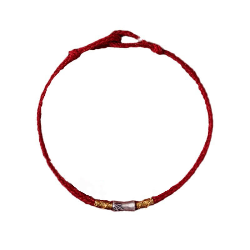 925 Sterling Silver Bamboo Red String Luck Bracelet