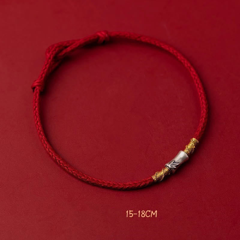 925 Sterling Silver Bamboo Red String Luck Bracelet