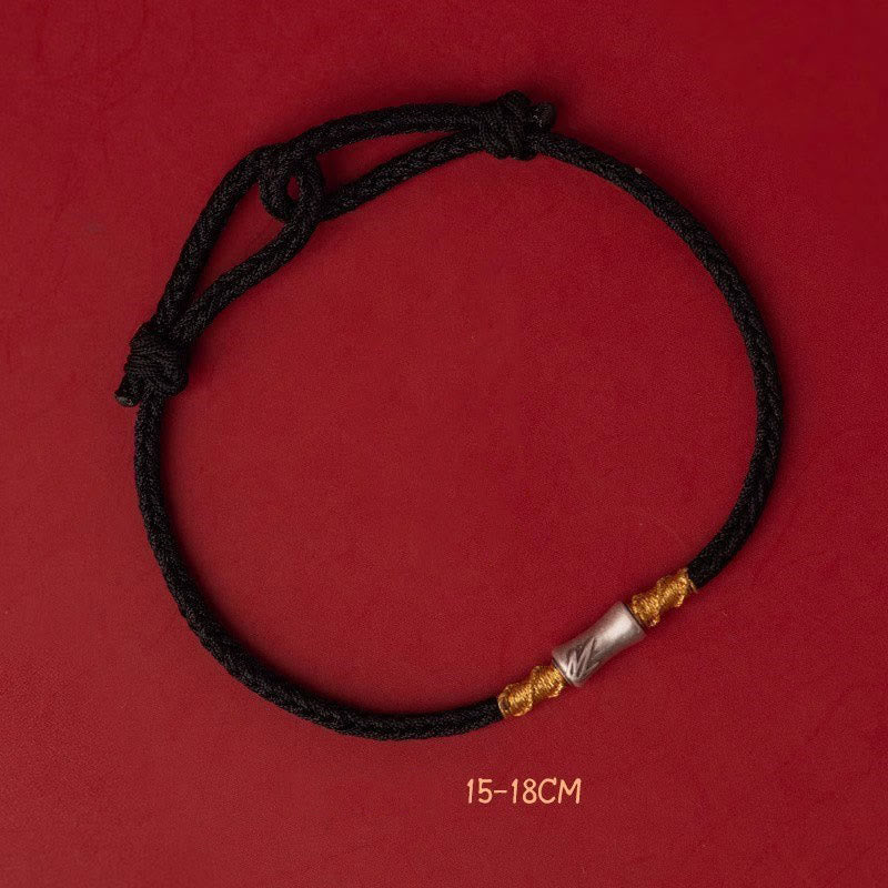 925 Sterling Silver Bamboo Red String Luck Bracelet