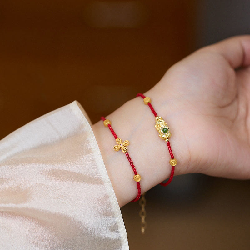 Gold Plated PiXiu Four Leaf Clover Bracelet