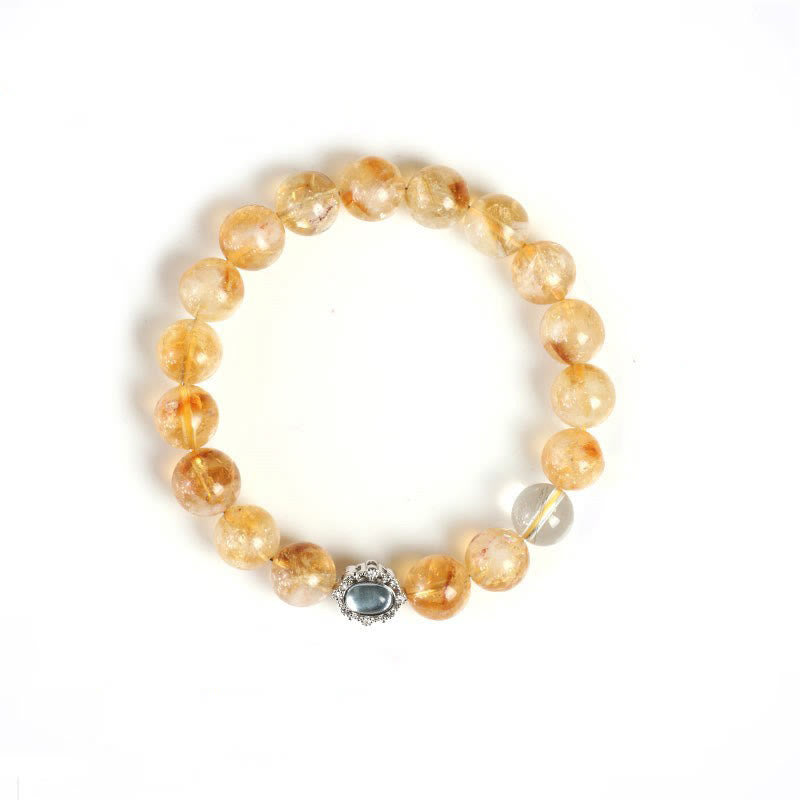 10mm Citrine Rutilated Quartz Prosperity Bracelet