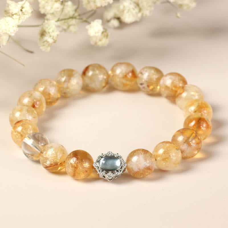 10mm Citrine Rutilated Quartz Prosperity Bracelet