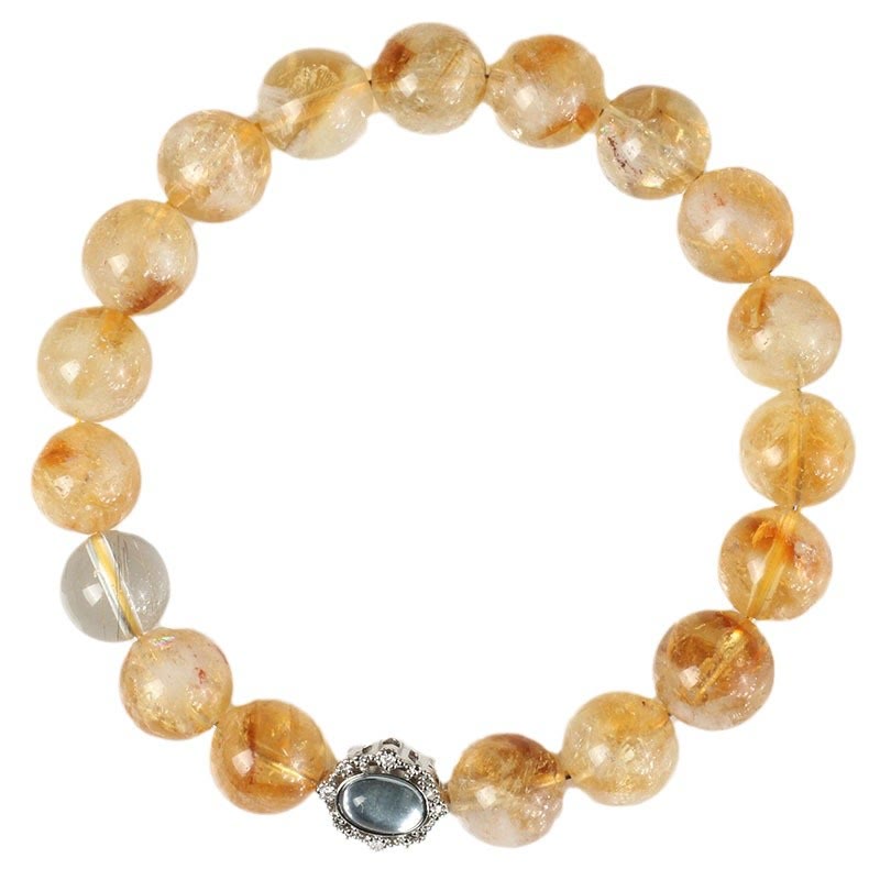 10mm Citrine Rutilated Quartz Prosperity Bracelet