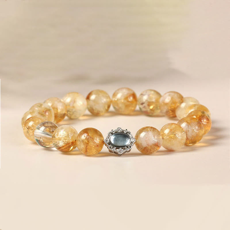 10mm Citrine Rutilated Quartz Prosperity Bracelet