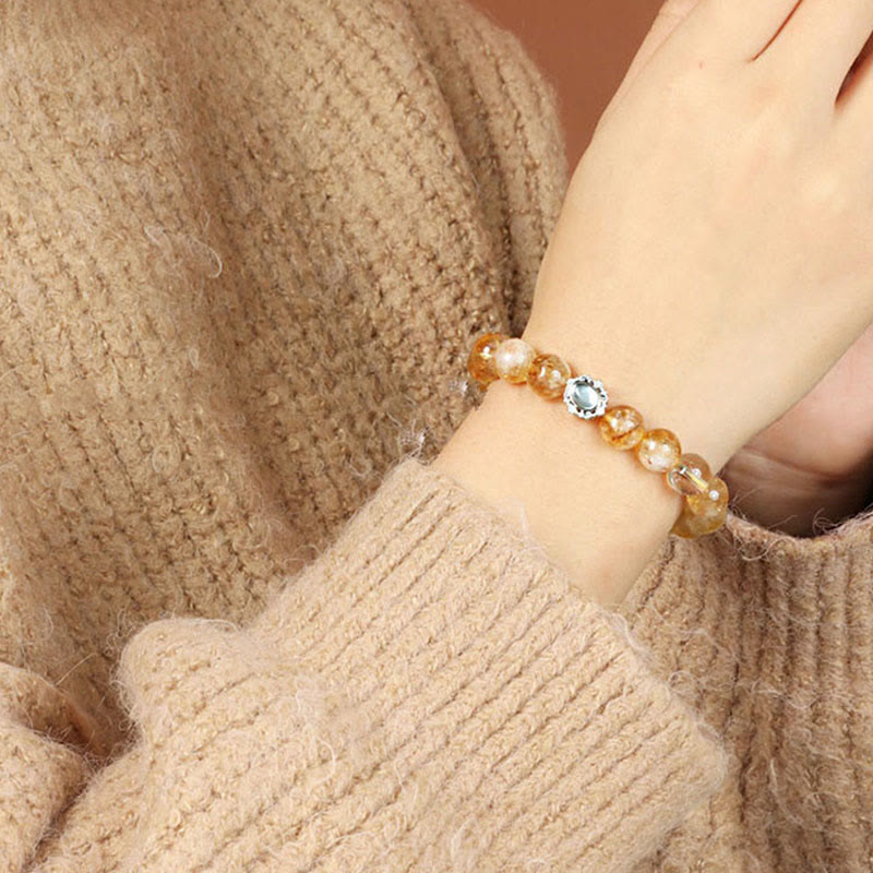 10mm Citrine Rutilated Quartz Prosperity Bracelet