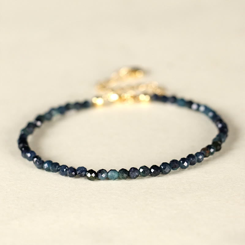 3mm Indicolite Tourmaline Copper Beads Spiritual Bracelet