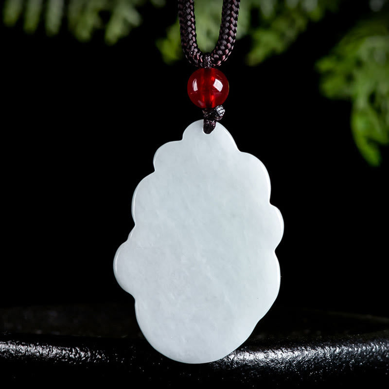 Natural Jade Nine-Tailed Fox Luck Necklace Pendant