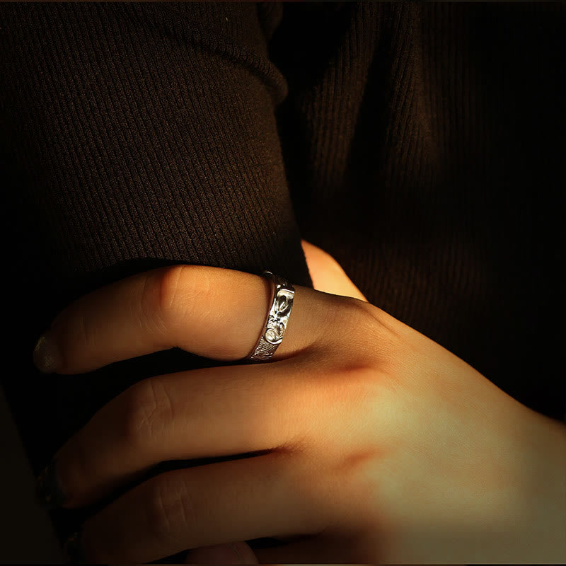 999 Sterling Silver Buddha Eyes Protection Ring