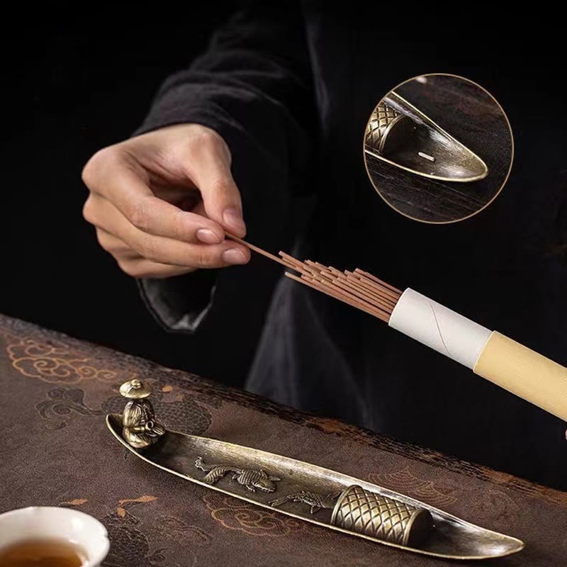 Zinc Alloy Fisherman Koi Fish Incense Burner 21.7cm