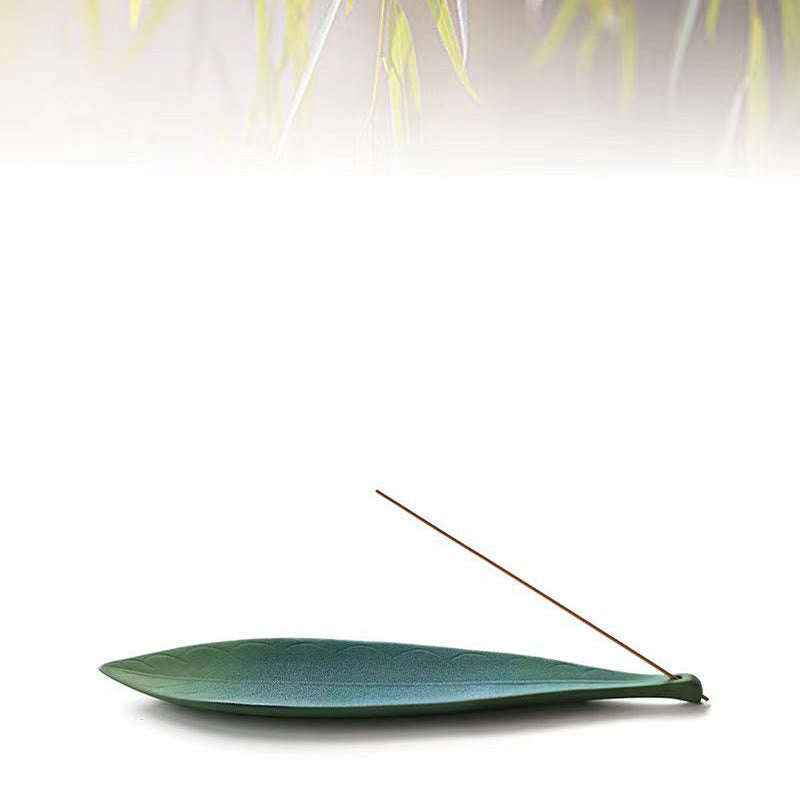 Handmade Ceramic Willow Leaf Incense Burner for Healing