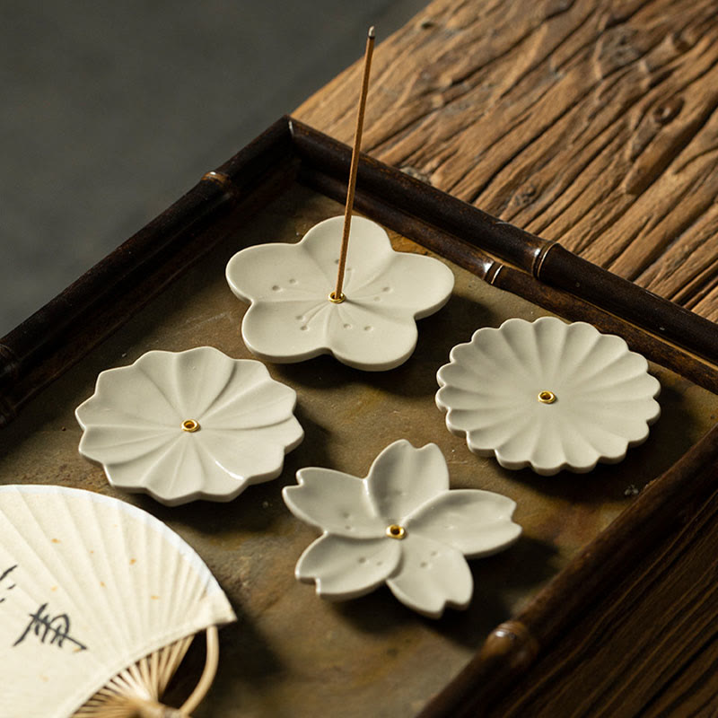 Lotus Ceramic Incense Burner with Floral Design for Serenity