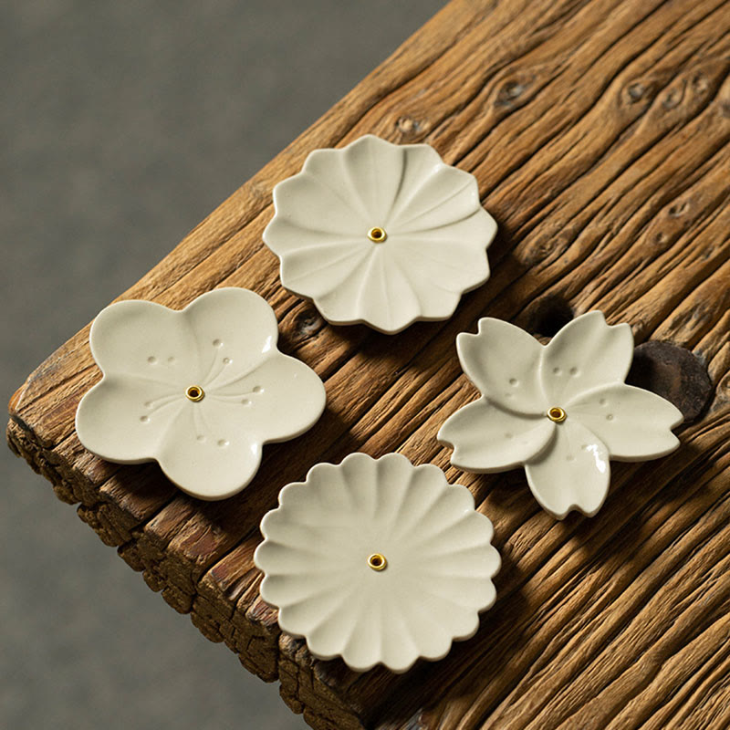 Lotus Ceramic Incense Burner with Floral Design for Serenity