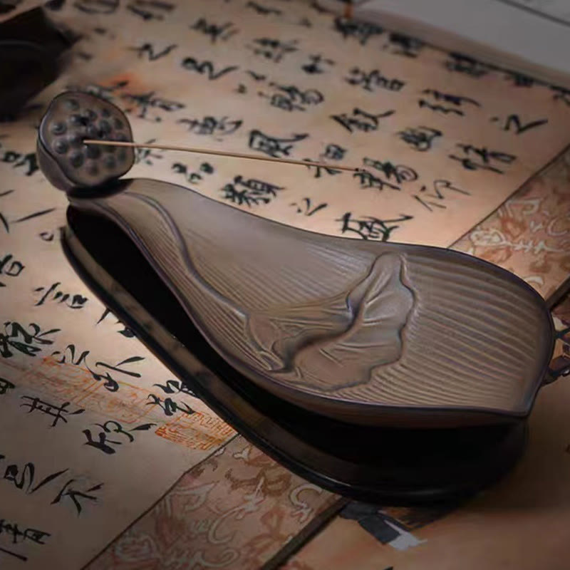 Zen Lotus Pod Brown Ceramic Incense Burner 24cm