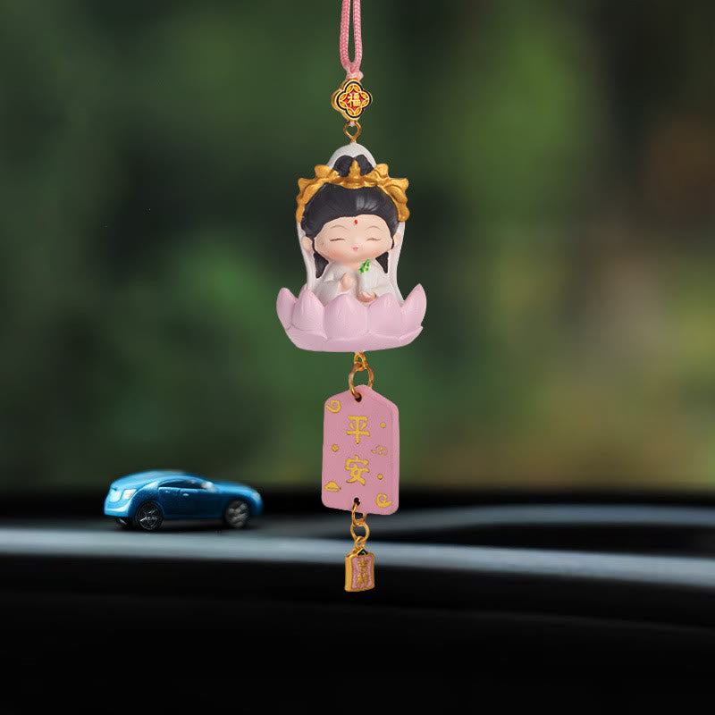 Lotus Avalokitesvara Buddha Fu Car Hanging 34cm