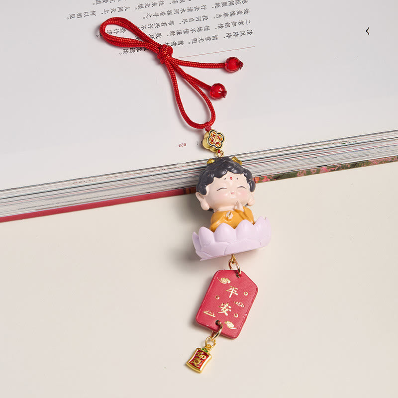 Lotus Avalokitesvara Buddha Fu Car Hanging 34cm