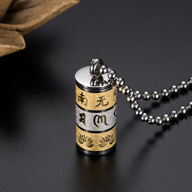 Tibetan Om Mani Padme Hum Titanium Steel Peace Necklace