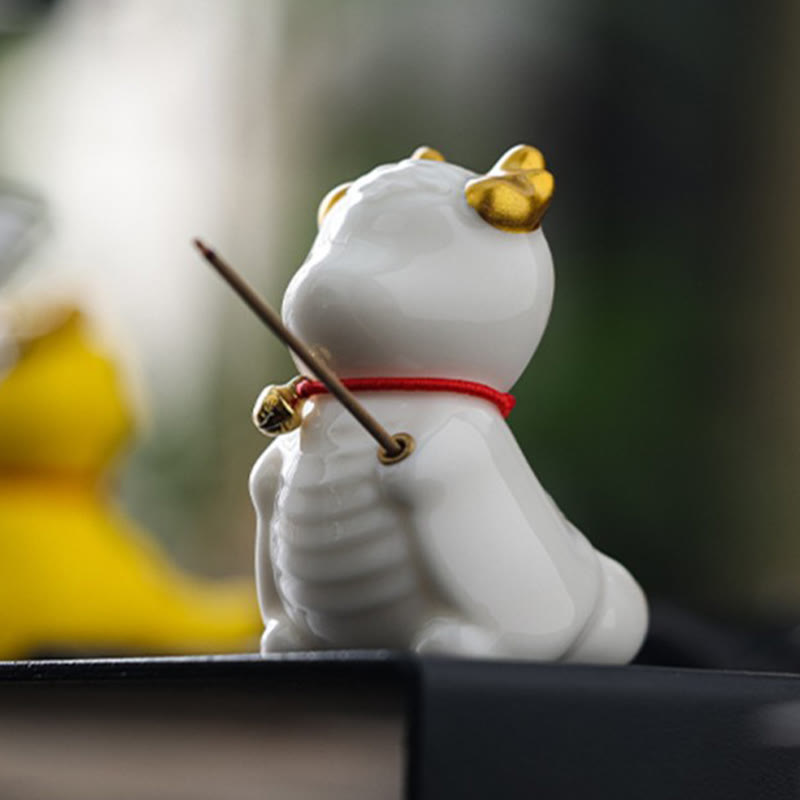 Ceramic Dragon Bell Incense Burner for Meditation & Balance