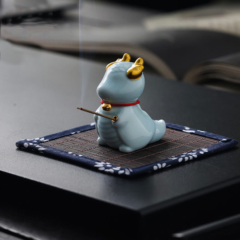 Ceramic Dragon Bell Incense Burner for Meditation & Balance
