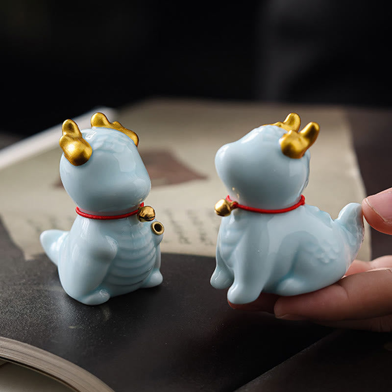 Ceramic Dragon Bell Incense Burner for Meditation & Balance