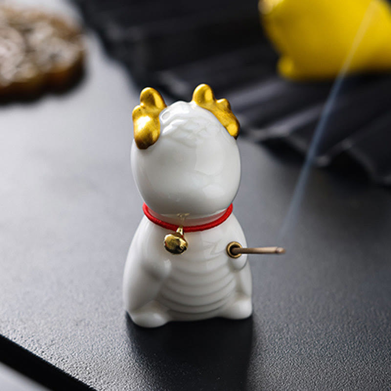 Ceramic Dragon Bell Incense Burner for Meditation & Balance