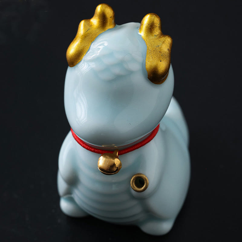 Ceramic Dragon Bell Incense Burner for Meditation & Balance