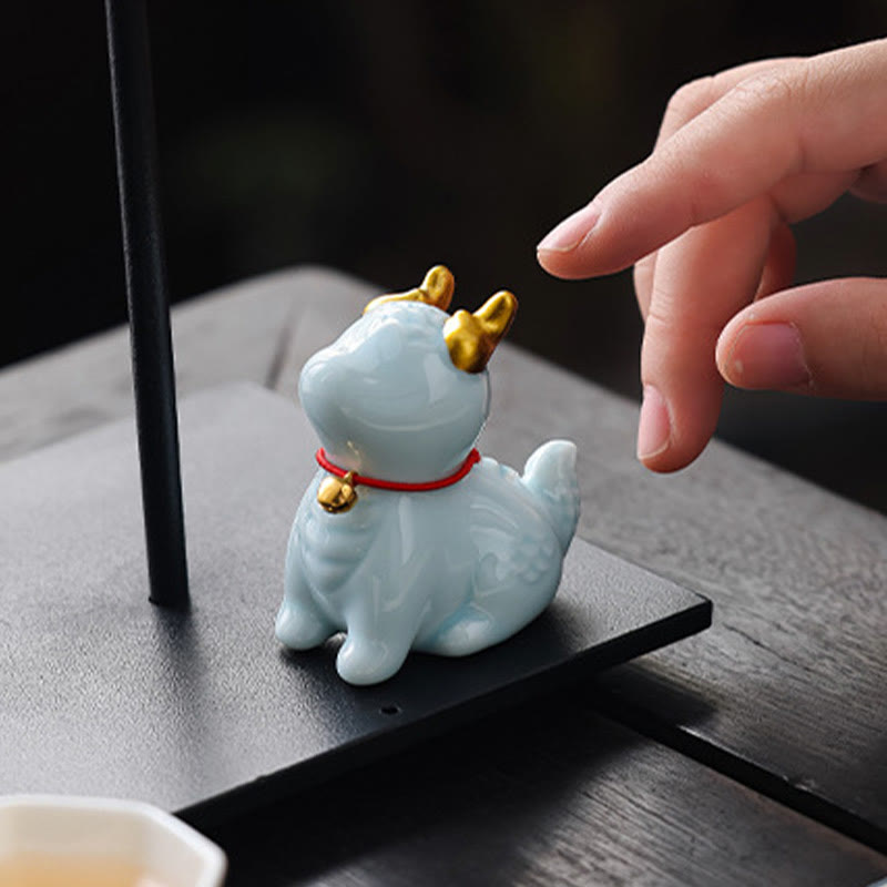 Ceramic Dragon Bell Incense Burner for Meditation & Balance