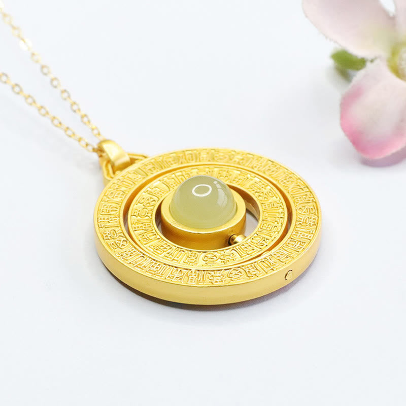 10mm Hetian Jade Hundred Blessings Rotatable Necklace Pendant