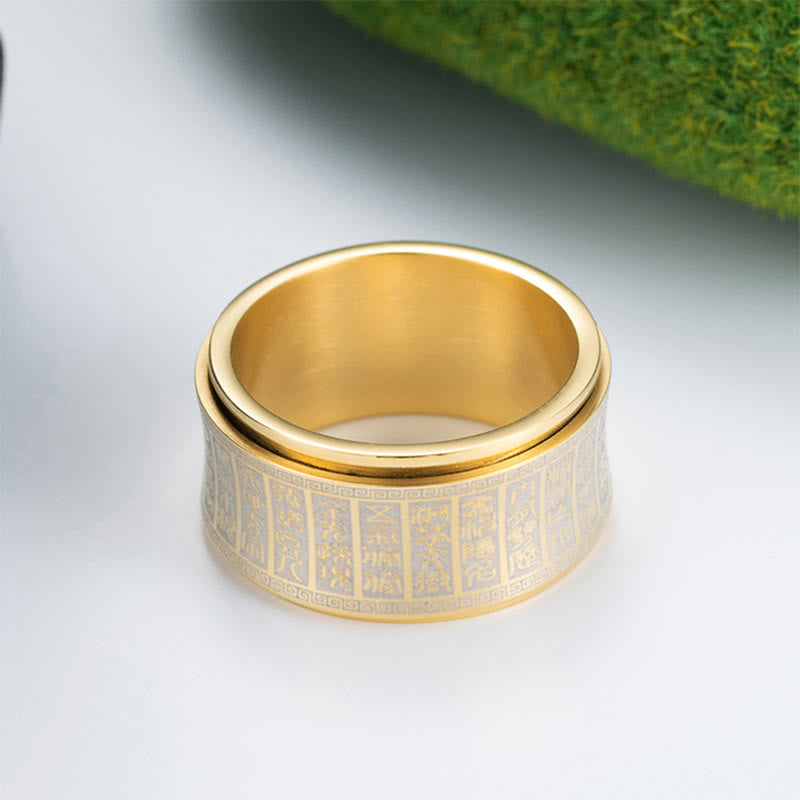 Golden Light Mantra Titanium Steel Spinner Ring | Spiritual Balance