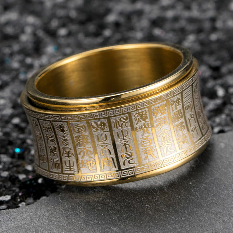 Golden Light Mantra Titanium Steel Spinner Ring | Spiritual Balance