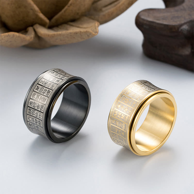 Golden Light Mantra Titanium Steel Spinner Ring | Spiritual Balance