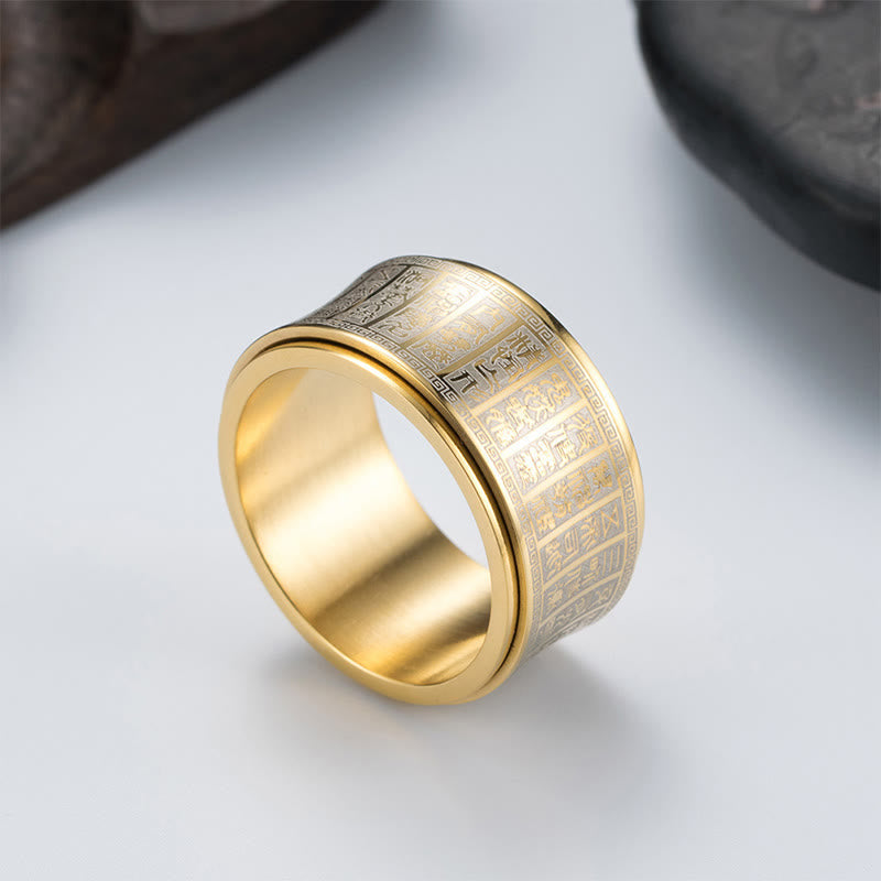 Golden Light Mantra Titanium Steel Spinner Ring | Spiritual Balance