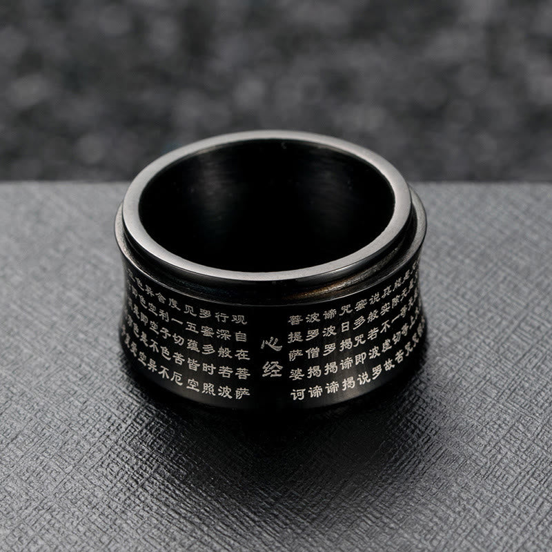 12mm Titanium Steel Heart Sutra Spinner Ring for Balance