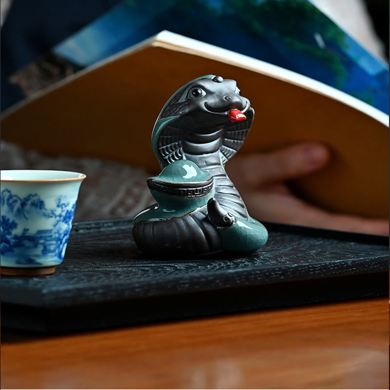 Ceramic Snake Ingot Fu Character Zen Home Decoration