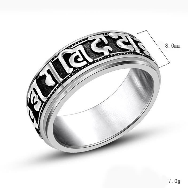 8mm Om Mani Padme Hum Titanium Steel Spinner Ring