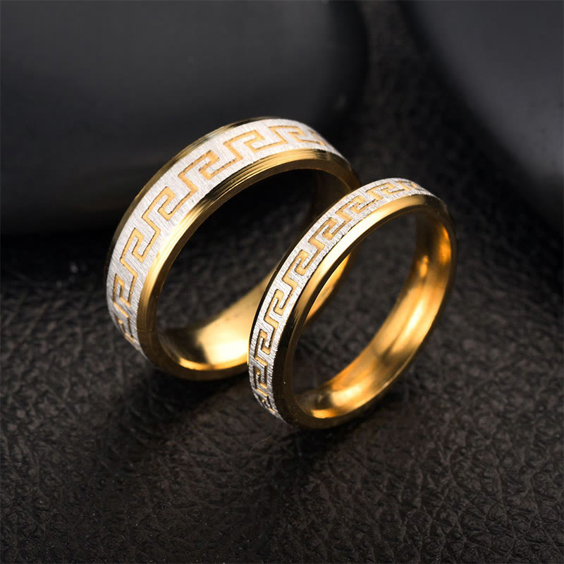 6mm Tibetan Great Wall Pattern Titanium Steel Balance Ring