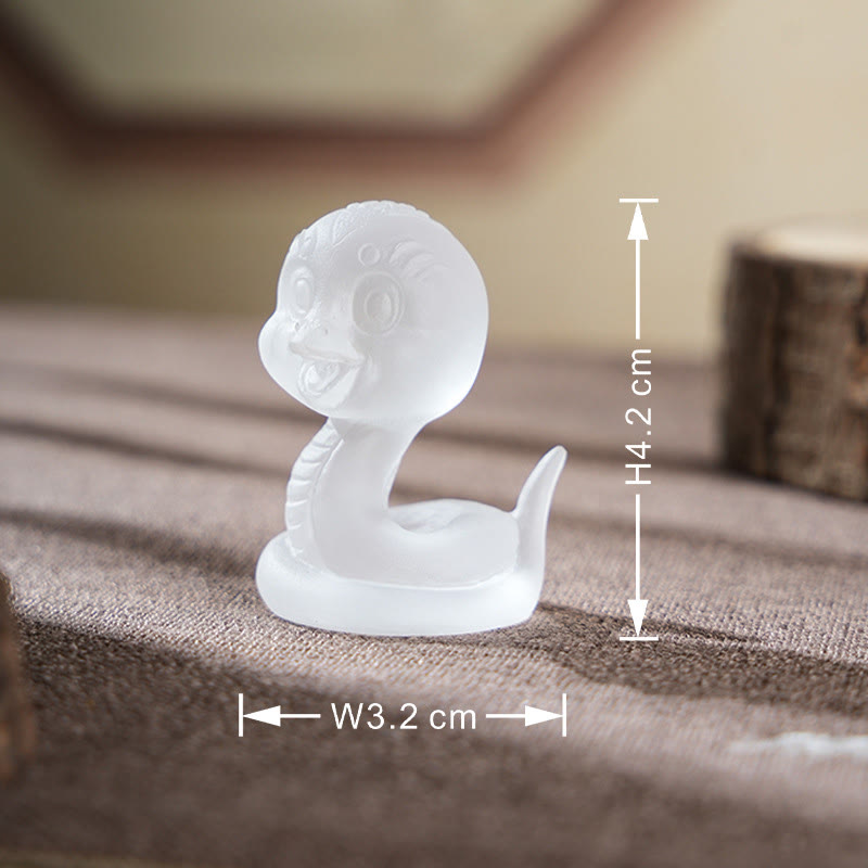 3.2" Pink Liuli Glass Snake Figurine for Spiritual Protection