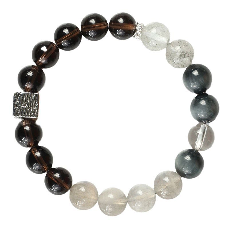 Obsidian Rutilated Quartz Moonstone Strength Bracelet