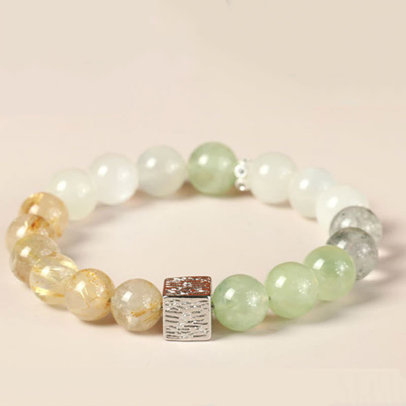 Obsidian Rutilated Quartz Moonstone Strength Bracelet