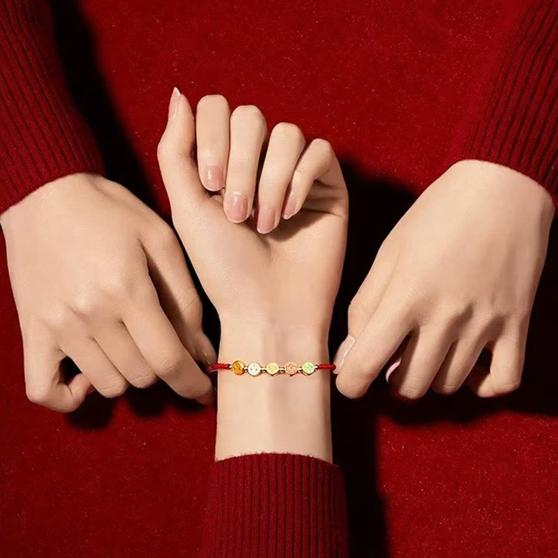 925 Sterling Silver Red String Bracelet | Five Ways God of Wealth Protection