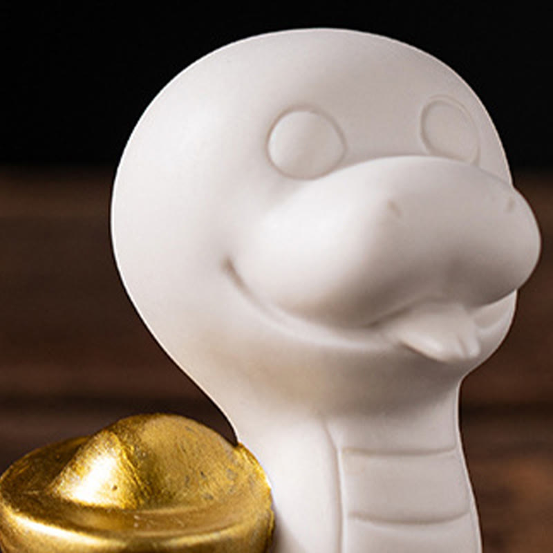 Year of the Snake Ceramic Gourd and Ingot Figurine