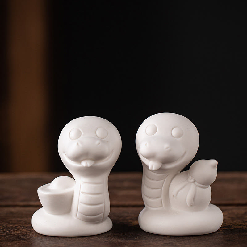 Year of the Snake Ceramic Gourd and Ingot Figurine