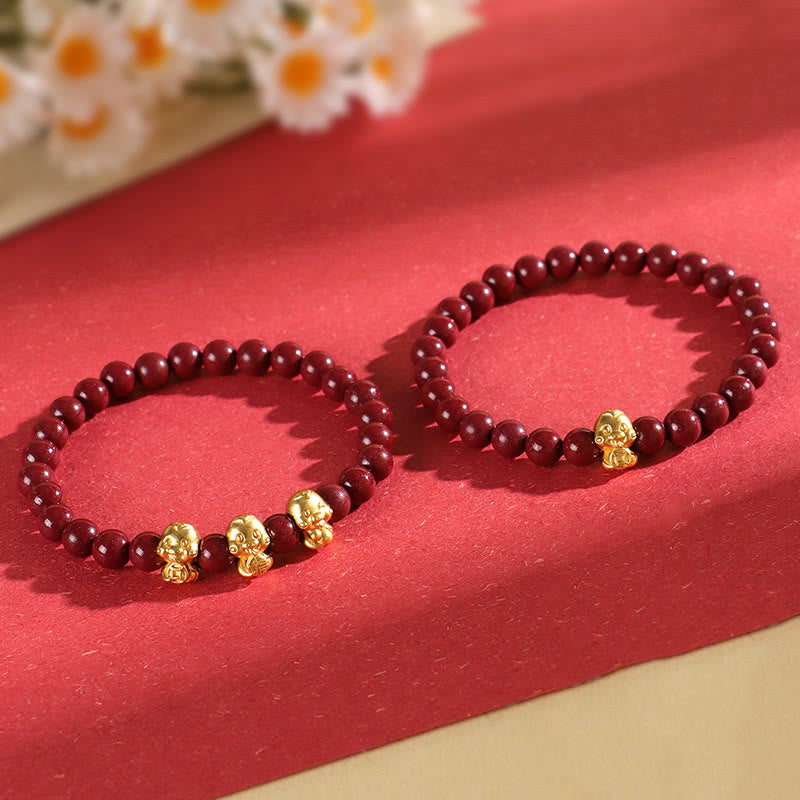 6mm Cinnabar Sterling Silver Year of the Snake Bracelet