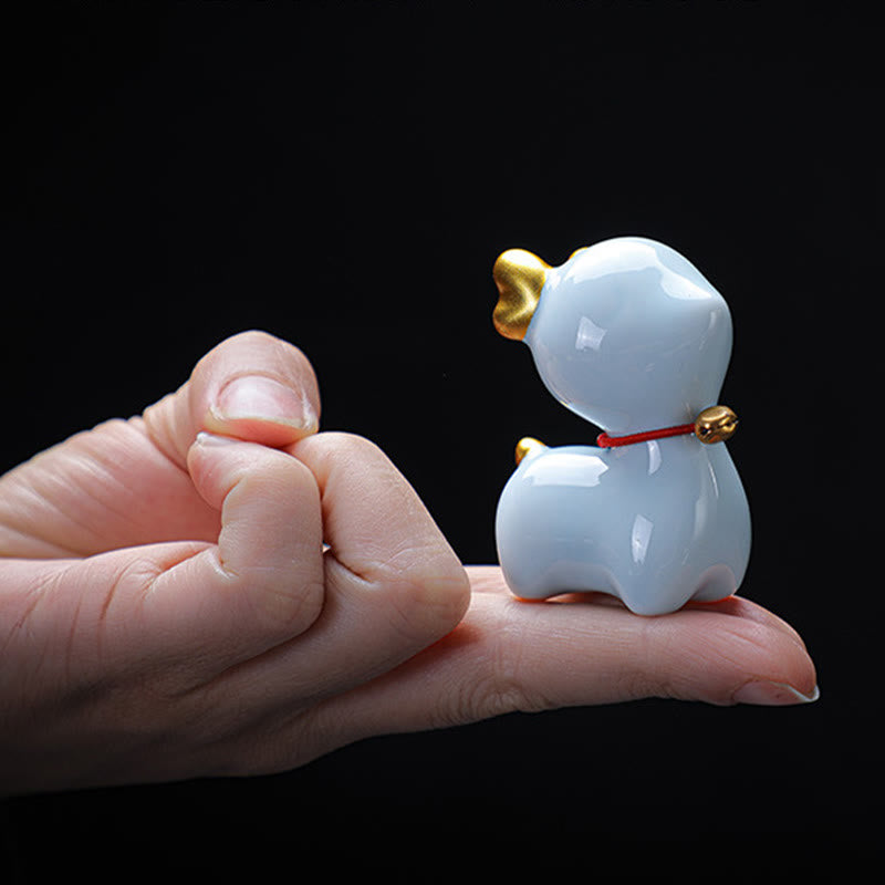 Mini Ceramic Deer Tea Pet Figurine for Spiritual Decor