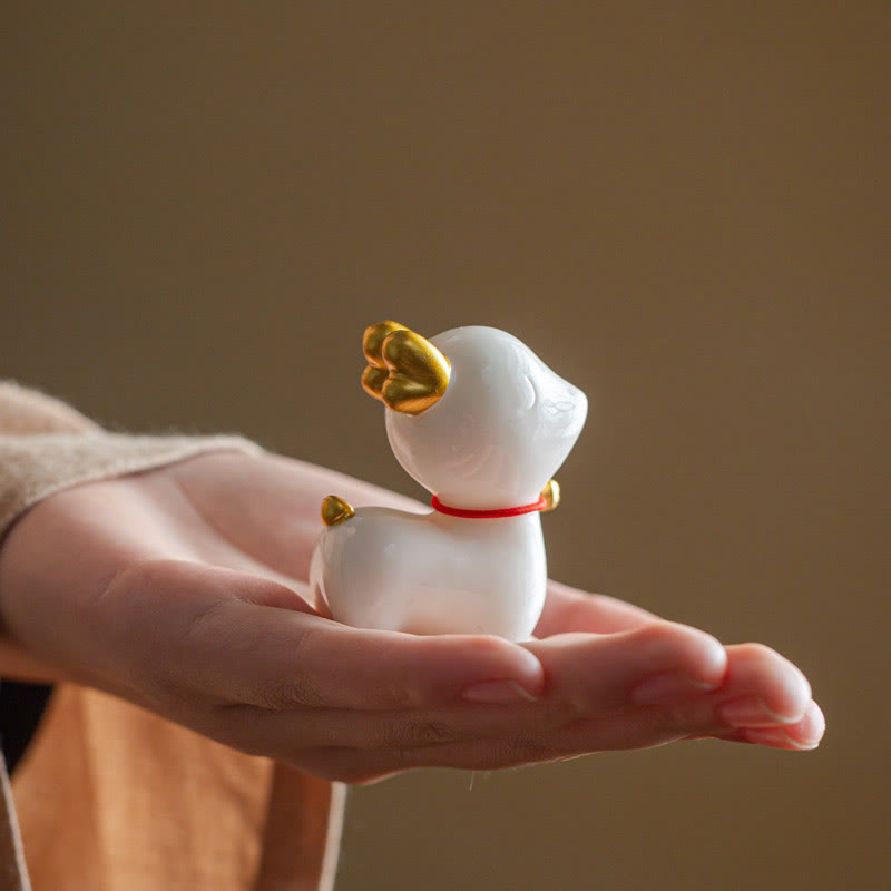 Mini Ceramic Deer Tea Pet Figurine for Spiritual Decor