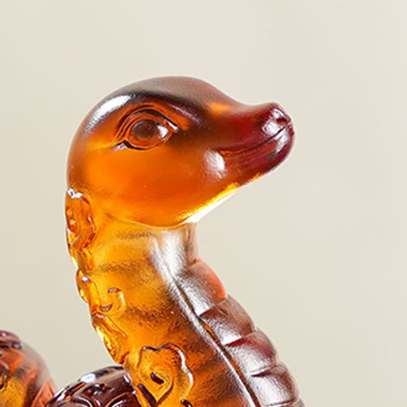 8.3 inch Blue Orange Snake Liuli Feng Shui Decoration